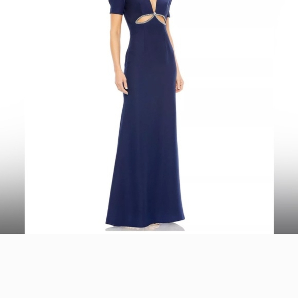 Mac Duggal Navy Cutout Maxi Dress
